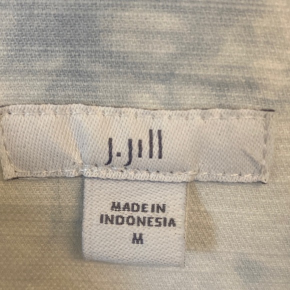 J. Jill Light Blue and White Tie-Dye Cotton Blend Jacket - Picture 2 of 8